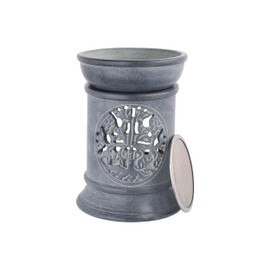 NKlaus Incense Burner 10 x 7.6 cm Soapstone - with Tree of Life Motif, Hand Carved & Incense Strainer, for Resins, Meditation, Rituals & Decoration 16692
