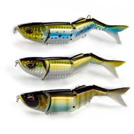 Bass Fishing Lures Kit for Freshwater (3pcs), Trout Fishing Bait, Saltwater Multi Jointed Swimbait for Trout Crankbaits Bass Fishing (Hook Size:#4) (C-4-Segmented Bait)