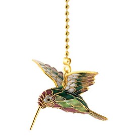 Value Arts Handmade Red Head Cloisonne Hummingbird Fan Pull