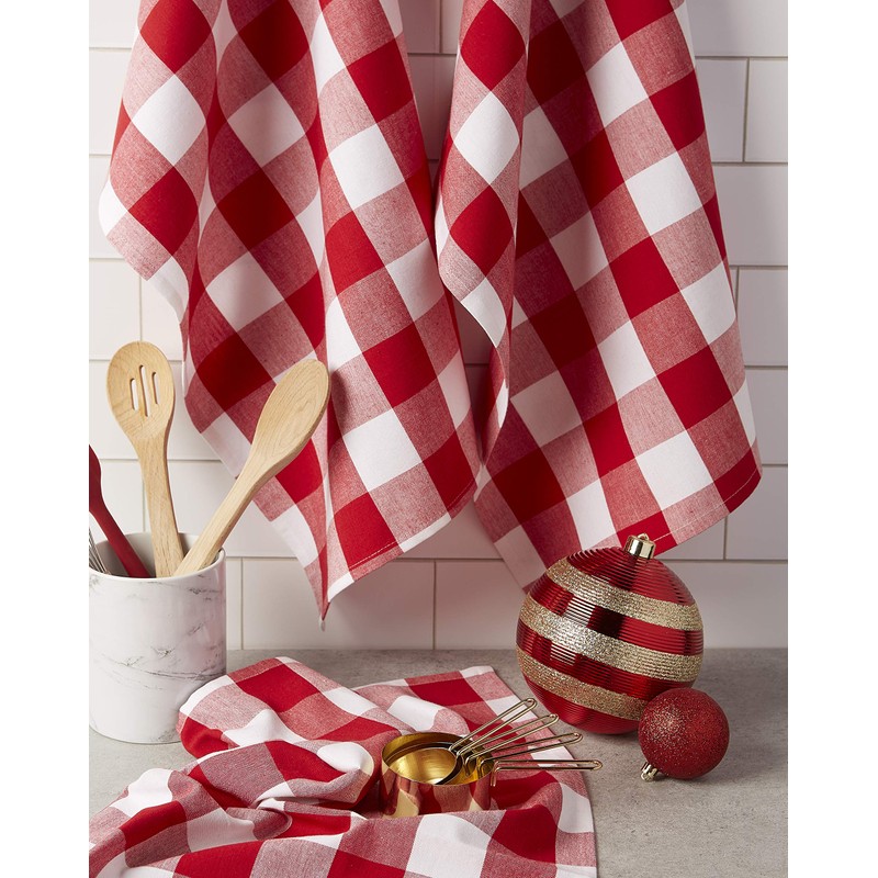 DII CAMZ11236 Cotton Buffalo Check Plaid Dish, Monogrammable Oversized Kitchen