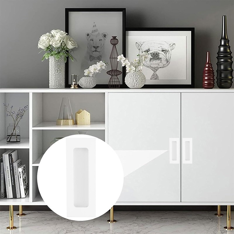 MOROBOR 2 Pack Recessed Finger Flush Pulls, Warm White Rectangular