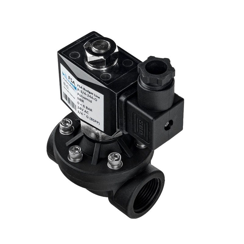 FSA Solenoid Valve Plastic PA6 3/4 Inch 24 V AC