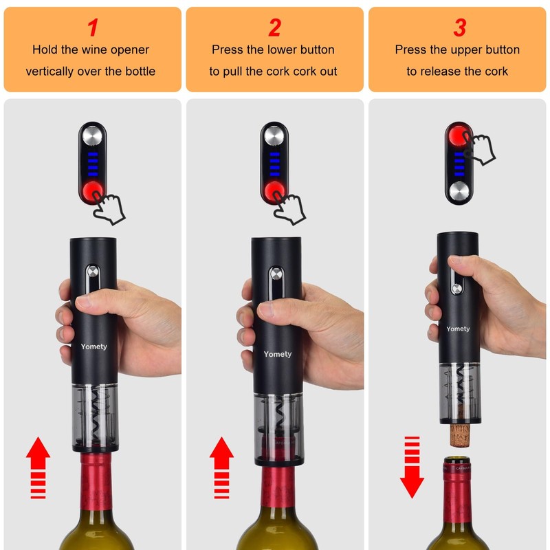 Electric Opener Set With Base, Accessories Including Rechargeable Corkscrew, Aerator,