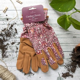 Robert Frederick Outdoor Gardening Gloves - Women's One Size - William Morris Design - Padded with Elastic Cuffs