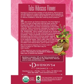 Davidson's Organics, Tulsi Hibiscus Flower, 8-count Tea Bags, Pack of 12