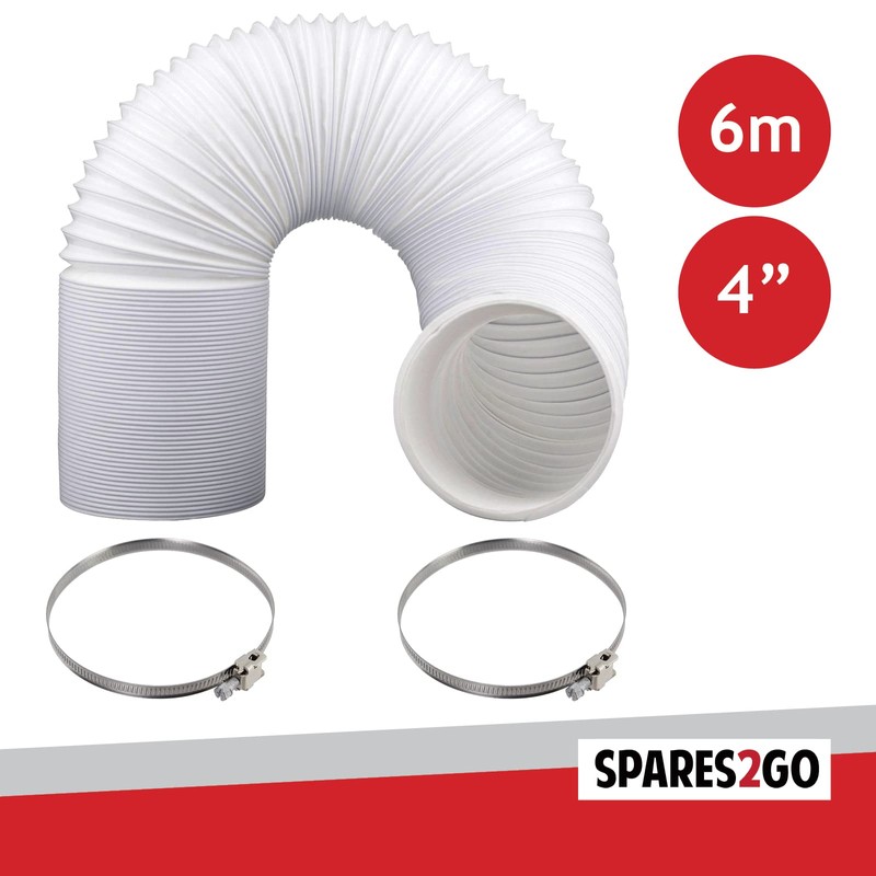SPARES2GO Extra Long Vent Hose & Screw Clips Kit for