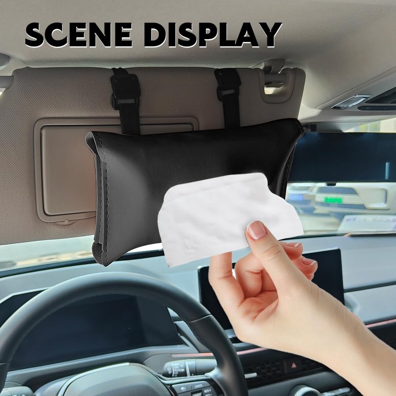 Lyxheth Car Tissue Holder, Tissue Box for Car, PU Leather
