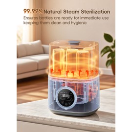 Bottle Sterilizer and Dryer, with Breastmilk Warmer, Large Capacity Baby Bottle Steam Sterilizer and Dryer for Baby Bottles, Pacifiers, Pump Parts, Touch Screen & Auto-Off, Premium Quality (White)