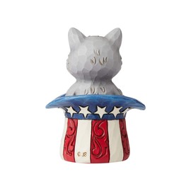 Enesco Jim Shore Heartwood Creek Patriotic Kitten in Top Hat Miniature Figurine, 3.5 in H x 2.5 in W x 2.75 in L, Multicolor