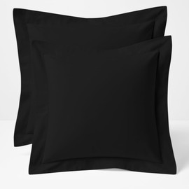 Cotton Metrics Linen 2 Pack Euro Pillow Shams 26x26 – 600 Thread Count 100% Organic Cotton Black Square Pillow Covers with 2 Inch Flange, Soft & Smooth Premium Hotel-Quality Pillowcases Set of 2