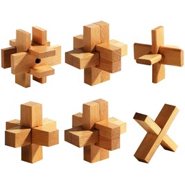 siawadeky 3D Puzzle, Wooden Puzzle, Set of 6, 3D Puzzle Toys, Educational Toy, 3D Construction, Interesting, Teaser Puzzle, Brain Teaser, Killing Time, Stress Relief Toy, Building Blocks for IQ