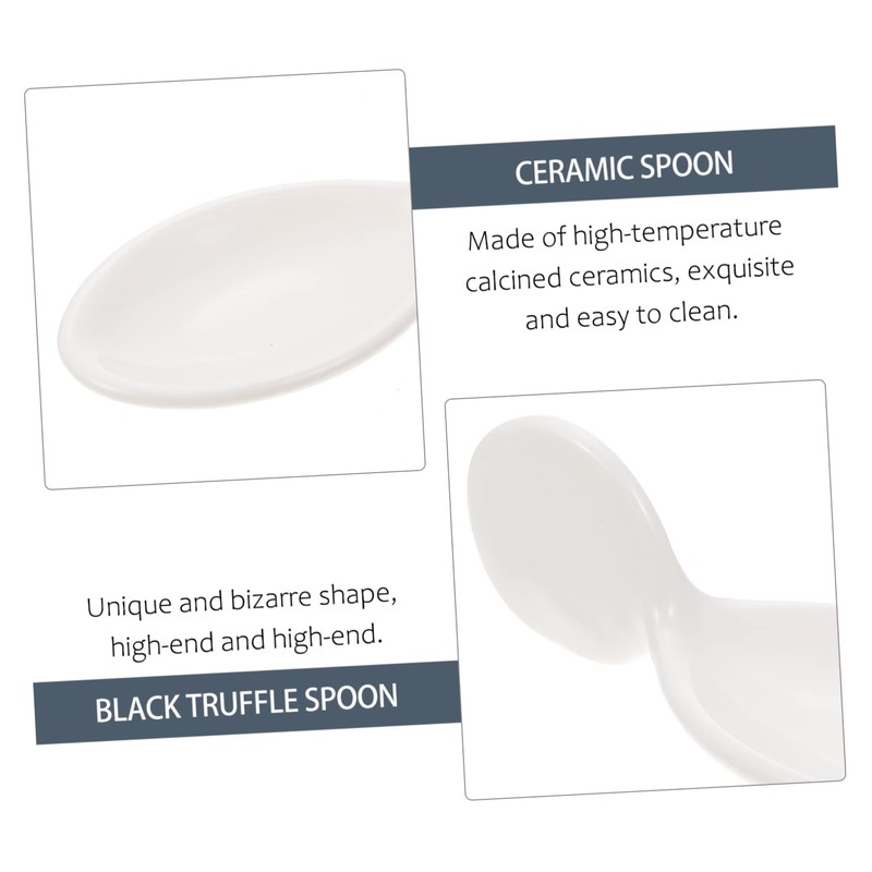 Mikinona 1Pc Ceramic Spoon Rest for Caviar Sauces Elegant Black