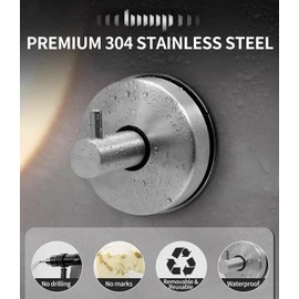 Zaxiva Pack of 2 Suction Cup Hooks, 304 Stainless Steel Extra Strong, Towel Hooks No Drilling, Strong Vacuum Suction Cups, Ideal for Bathroom and Kitchen for Storing Towels and Accessories