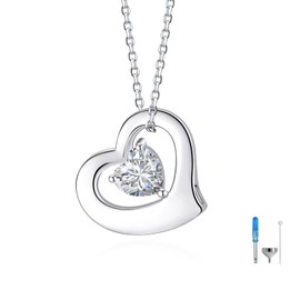 Cremation Jewelry for Ashes Heart Urn Necklace for Pet Human Ashes 925 Sterling Silver Floating Heart Pendant Keepsake Memorial Jewelry Gift for Women