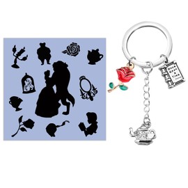MAOFAED Beauty Gift Beast Gift Princess Belle Gift Fairy Tale Gift Movie Inspired Gift Belle Rose Keychain (beauty beast kr CA)