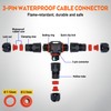 BOSYTRO Pack of 8 Cable Connectors IP68, 3-Pin Waterproof Cable