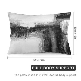 Black White Abstract Pillow Covers Decorative Preppy Lumbar Throw Pillowcase 12x20 Inch Couch Cushion Cover for Home Decor Living Room Bedroom College Dorm Bed Car Sofa Sofa