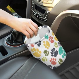 Panskyllis Dog Paw Car Rubbish Bin Portable Waste Basket Can Foldable Auto Waste Storasge Bag Holder with Adjustable Strap for Camping, Travelling, Picnic