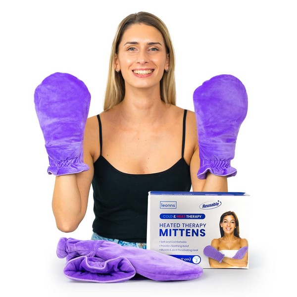 LEONNS Hand Warmer Gloves, Microwavable Heated Gloves for Arthritis Hands, Heated Mittens Great for Raynaud's and Hand Pain Relief (Orchid Purple)
