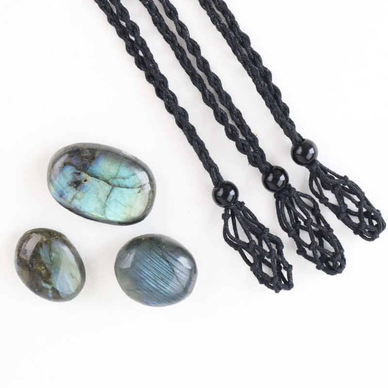 weryerker Natural Gemstone Labradorite Pendant Necklace Healing Crystal Stone Pendant