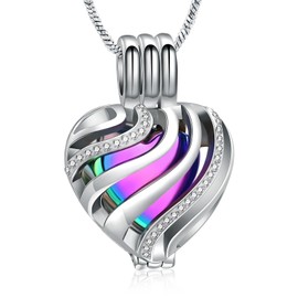 AIWENXI Heart Urn Ash Necklace for Women Men Memorial Ashes Keepsake Loved Human Cremation Jewellery for People Pet Ashes, Stainless Steel
