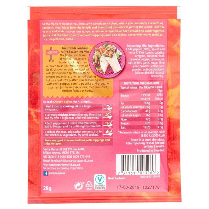 Santa Maria Latin American Kitchen Rio Grande Medium Fajita Seasoning