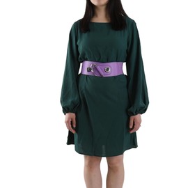 FASHIONGEN - Cowhide leather elastic belt for women, DARLENE - Purple, XX-Large/waist size 36 to 41