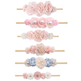 mligril 6pcs Baby Floral headbands Set-Infant Flower Elastic Hair Band Bows Wraps Baby Gifts for Toddles Infant
