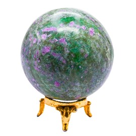 Ruby Zoisite Crystal Ball with Stand - 2.5" Inches Large Crystal Sphere Meditation Balls for Witchcraft and Decorative Balls