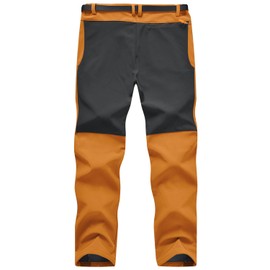 JHMORP Men's Hiking Pants Waterproof Fleece Lining Insulated Winter Work Snow Snowboarding Pants with Zipper Pockets (Orange,CA L)