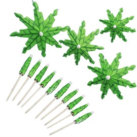 20 Pieces Green Tropical Coconut Palm Tree Toothpicks Paper Umbrella Sticks Decorations Drinks Umbrella Cocktail Sticks Cocktail Toppers for Decor Drinks Party Bar