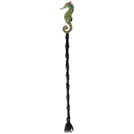 Hand Painted Back Scratcher Green Seahorse Bird 18"