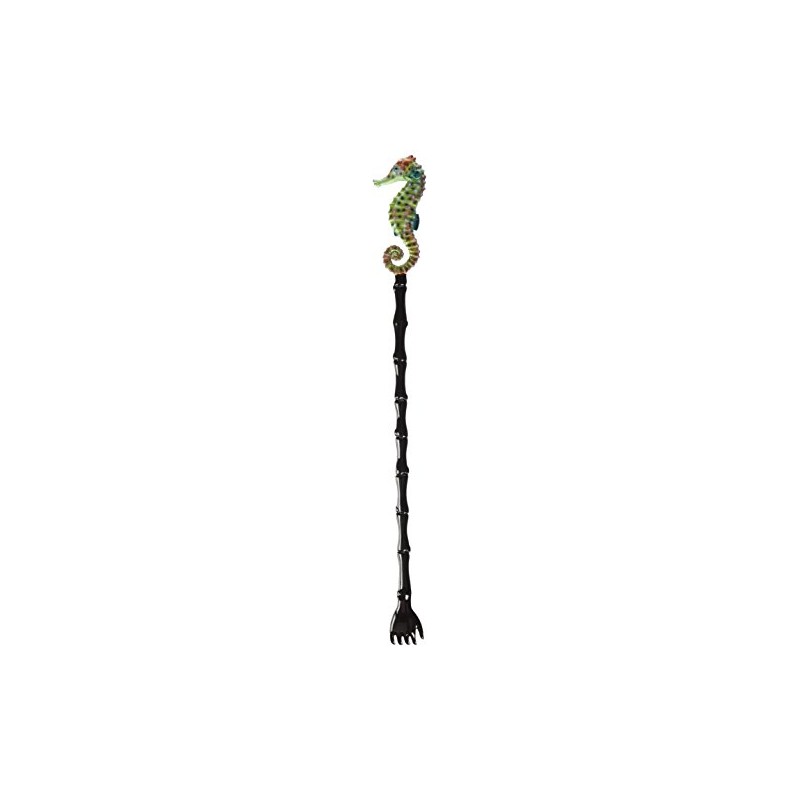 Hand Painted Back Scratcher Green Seahorse Bird 18"