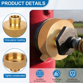Brass Fire Hydrant Adapter, 1-1/2" NST (NH) Female x 3/4" GHT Male With Pin Lug, Hose Fitting Connector for Hydrants, Hoses, Pipes