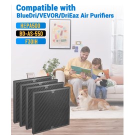 4 Pack-Facecool Air Scrubber Active Carbon Filter Compatible with Dri-Eaz HEPA500, BlueDri, and VEVOR Air Purifier, Part HEPA500 & BD-AS-550 & F301H, 16'' x 16'' x 1''