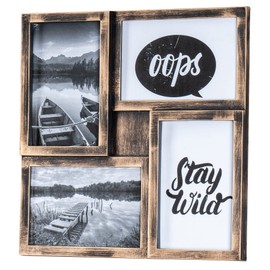 levandeo Picture Frame 4 Photos Black Copper Gold Stand Photo Gallery Photo Frame Photo Collage Collage Glass Panel Table Decoration