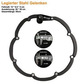 Toptrek folding lock with bracket, bicycle lock, key length 85 cm, 10 joints, bicycle lock security level 8, bicycle folding lock for mountain bike/road bike/BMX/MTB (black)