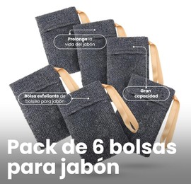 Triko Set 6 Piezas Bolsa de Jabón Exfoliante de Malla, Ahorrador de Jabón en Barra con Cordón para Colgar, Estropajo Corporal para Ducha y Baño que Genera Espuma Rica, Gris Premium
