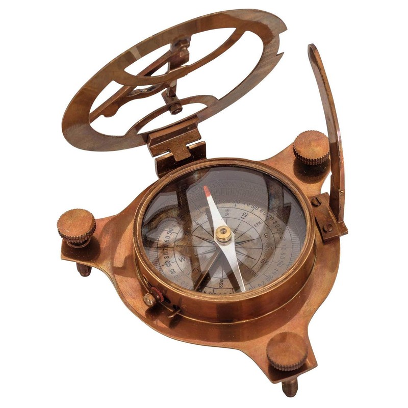 Antique Sundial Compass Replica Solid Brass Pocket Sundial West London
