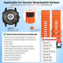 Quickfit Nylon Silicone 26mm Band for Garmin Fenix 8 51mm/epix Pro 51mm/Fenix 7X/Fenix 6X/Fenix 5X/Instinct 2X/Enduro/Quatix 7, Soft Silicone Hook Loop Watch Band for Garmin Fenix 5X Plus/Fenix 3/HR