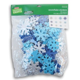 Playside Creations Snowflakes Foam Stickers - Large Blue, White, and Silver Snowflake Cutouts for Crafts, Scrapbooks, Cards - Glitter and Matte Stickers -105 Piece, White,silver