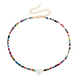 BKEPDY Necklaces for Women Boho Chain Women's Boho Necklace Colourful Necklace Women's Colourful Chains Colourful Pearl Necklace Boho Jewellery Women's Hippie Chain Boho Style Outer Banks Jewellery,