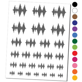 Sound Waves Music Temporary Tattoo Water Resistant Fake Body Art Set Collection - Black (One Sheet)