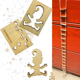 Gnome Stencil Footprints, Rope Ladder for Secret Santa Prank, Gnome Stencil Window, Rope Ladder Gnome Footprints, Gnome Rope Ladder, for Glass Door Floor, Christmas Decoration