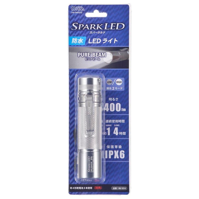Ohm Electric LHA-DA432-S2 08-1014 OHM Flashlight, LED, Handy Light, Waterproof