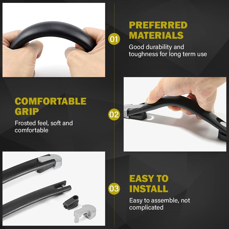 FERCAISH 2 Pack Suitcase Handle Replacement, Black Plastic & Zinc