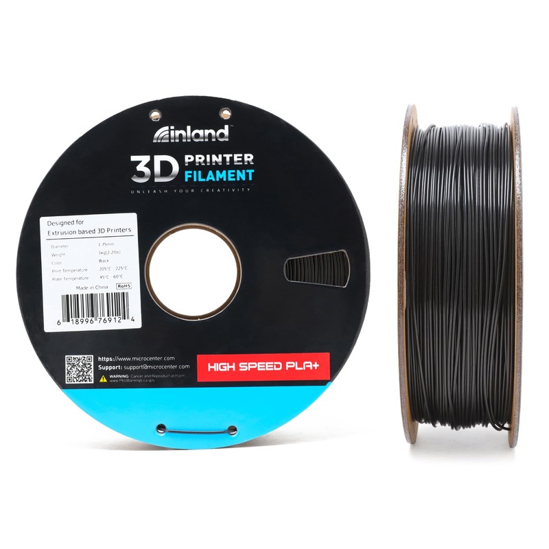 Micro Center Inland Black High Speed PLA+ Filament - Fast