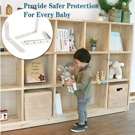 Furniture Anchors Anti-Tip Furniture Wall Anchor Kit for Baby Pet Proofing,Furniture Dresser Bookshelf Falling Prevention Device for Children (Silver-4Pack, 5" x 3")