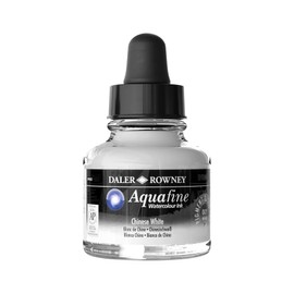 Daler-Rowney Aquafine Watercolor Ink Chinese White 29.5ml - Versatile Liquid Watercolor Ink for Artists and Students - Use with Paint Brushes, Technical Pens, Airbrushes, and Paint Markers