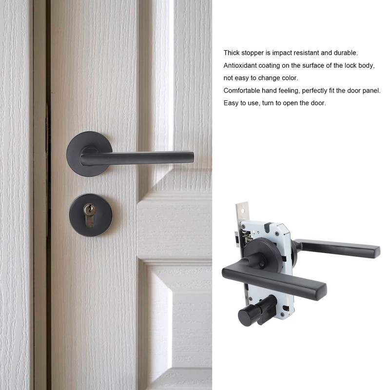 House Door Handle Lock Aluminum Black Antioxidant Coating Shock Resistance